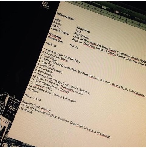 Kanye Tracklist