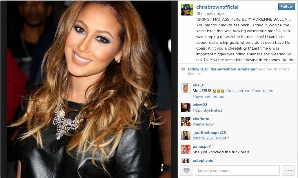 chris brown adrienne bailon IG