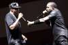 US rappers Kanye West and Jay-Z (L) perf