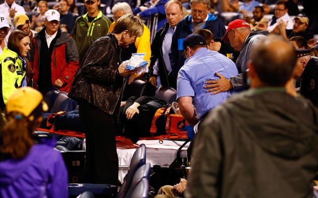 The woman struck by the foul ball at the Cubs vs Pirates game went straight to the ground after being hit.