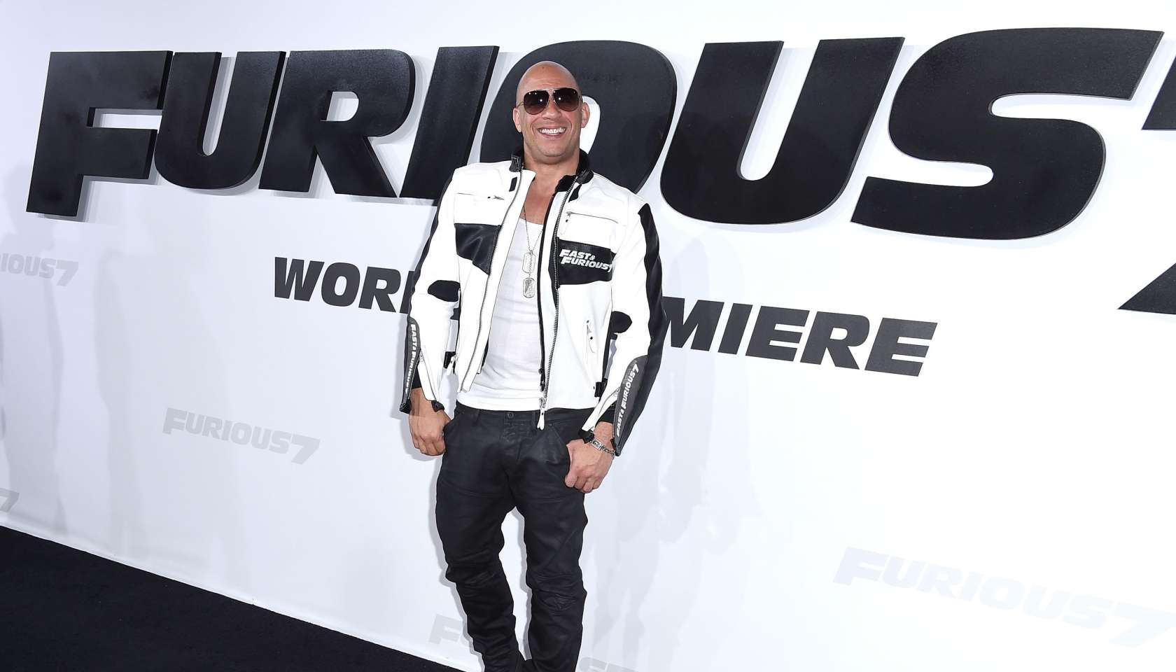Vin Diesel arrvies at the 'Furious 7' premiere