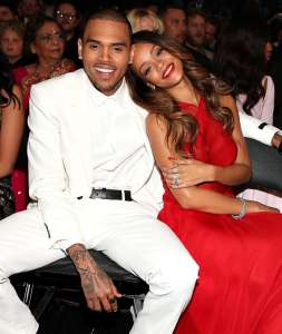 Chris Brown and Rihanna at 2013 Grammy Awards