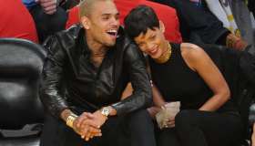 Chris Brown and Rihanna at NY Knicks Vs. LA Lakers basketball game