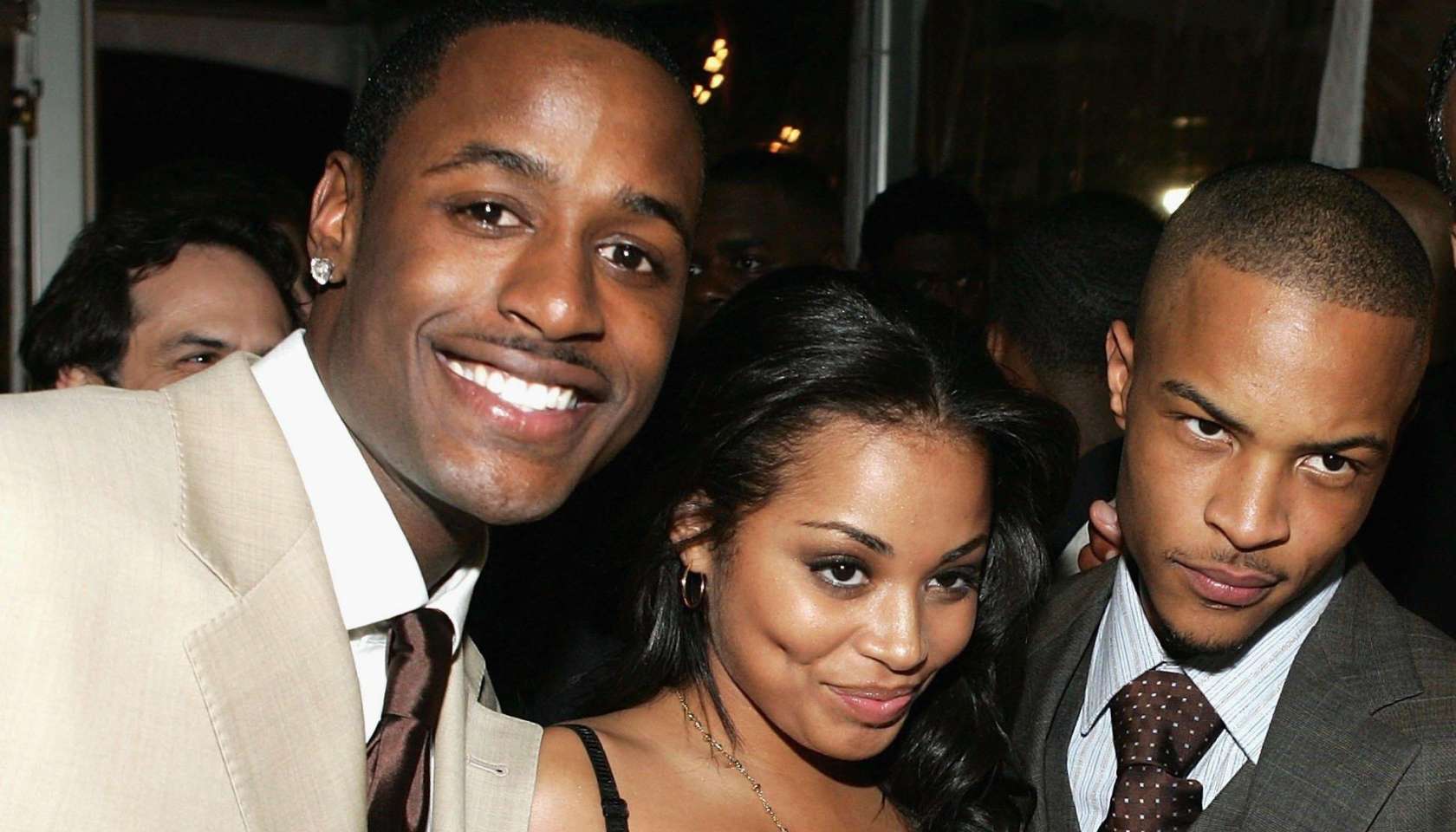 Actors Jackie Long, Lauren London, T.I. Will Smith pose the Premiere Of Warner Bros.