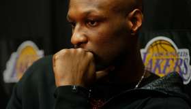 Lakers forward Lamar Odom refelcts on the season while answering questions from reporters about the