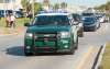Sergeants car of the Sheriffs Department driving on a blue light Florida USA