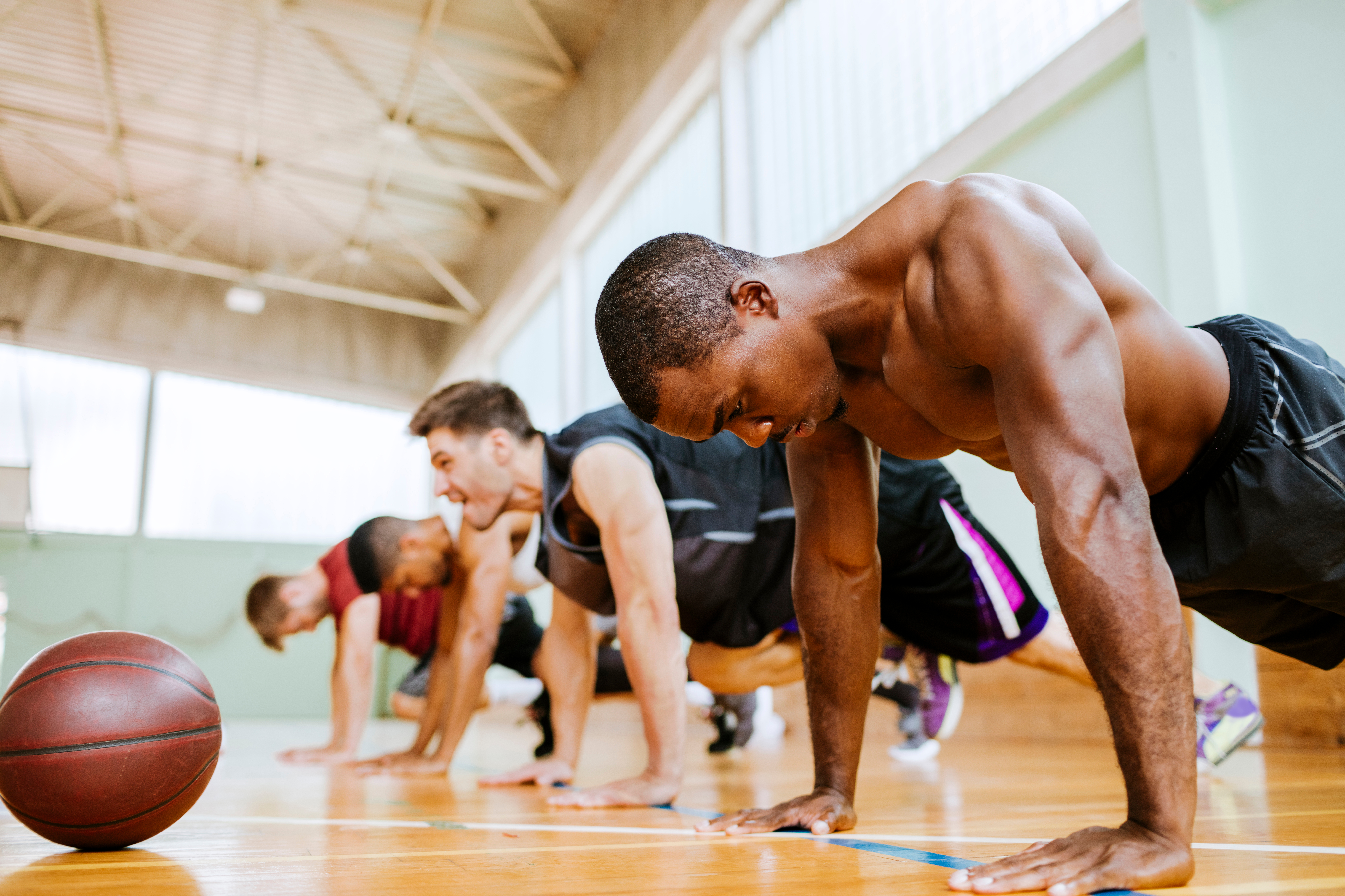 Group of friends exercising